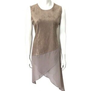 Soft Surroundings Faux Suede Sleeveless Asymmetric Hem Dress Brown M